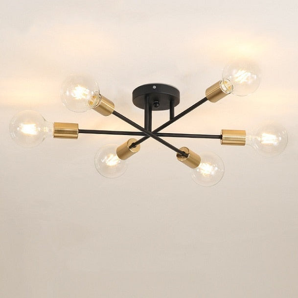 LED-Design-Deckenleuchte mit 6 überkreuzten Metall-Lampen Eugie - vue 9 sur 9