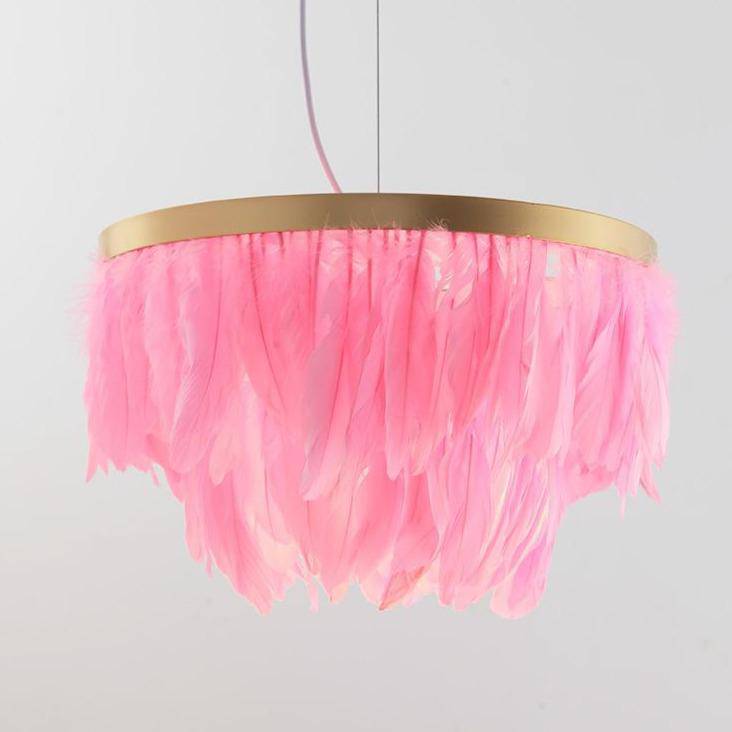 Suspension ovale LED en plumes colorées Hangly