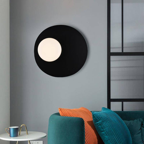 Design-Wandleuchte mit LED und schwarzer Metallscheibe im Loft-Stil - vue 2 sur 2
