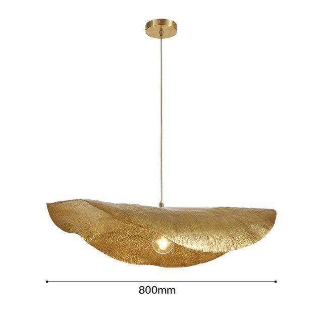 Suspension design LED en métal et forme de tuile dorée Lotus