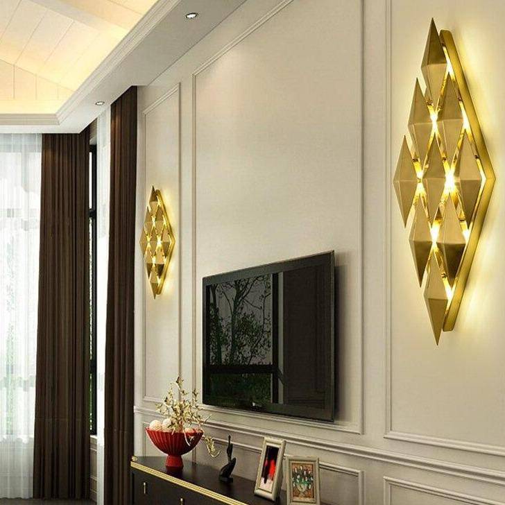 Applique murale design LED avec plusieurs losanges en métal - vue 5 sur 8