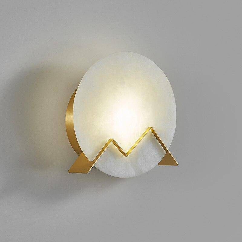 Applique murale design LED avec cercle en marbre et métal doré