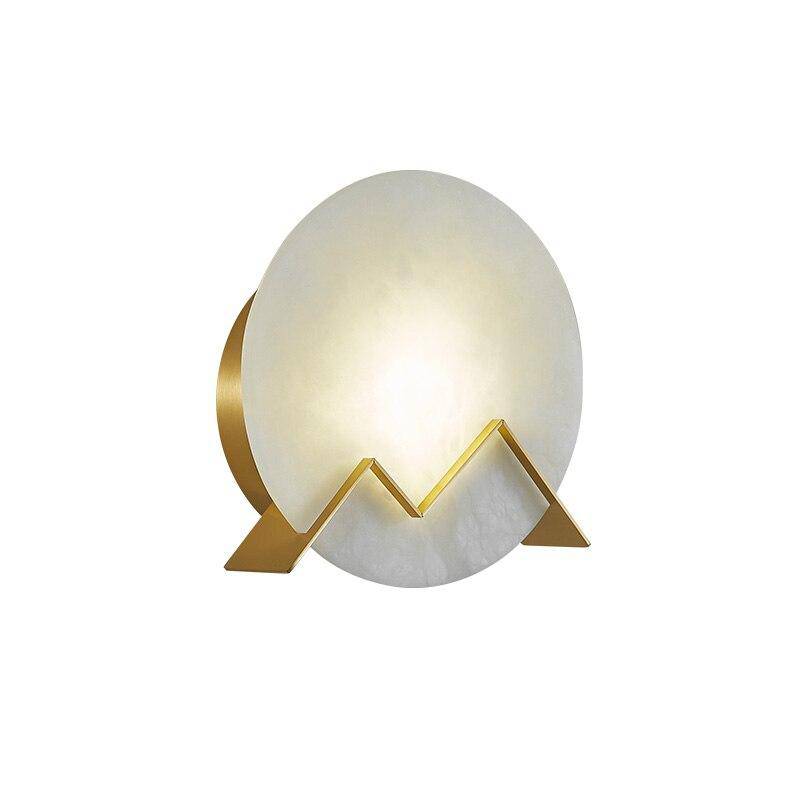 Applique murale design LED avec cercle en marbre et métal doré