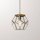 Suspension design LED en verre aux formes pentagonales style rétro