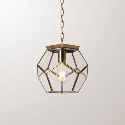 Suspension design LED en verre aux formes pentagonales style rétro