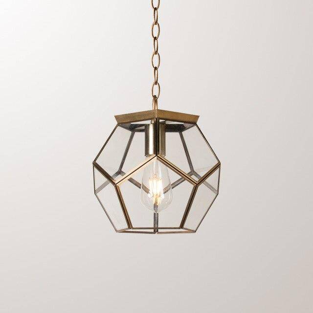 Suspension design LED en verre aux formes pentagonales style rétro - vue 4 sur 4