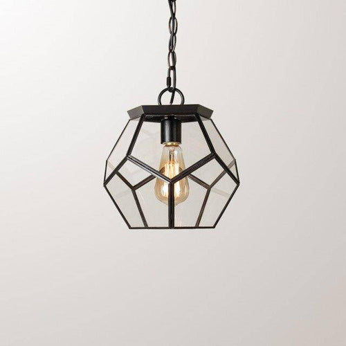 Suspension design LED en verre aux formes pentagonales style rétro