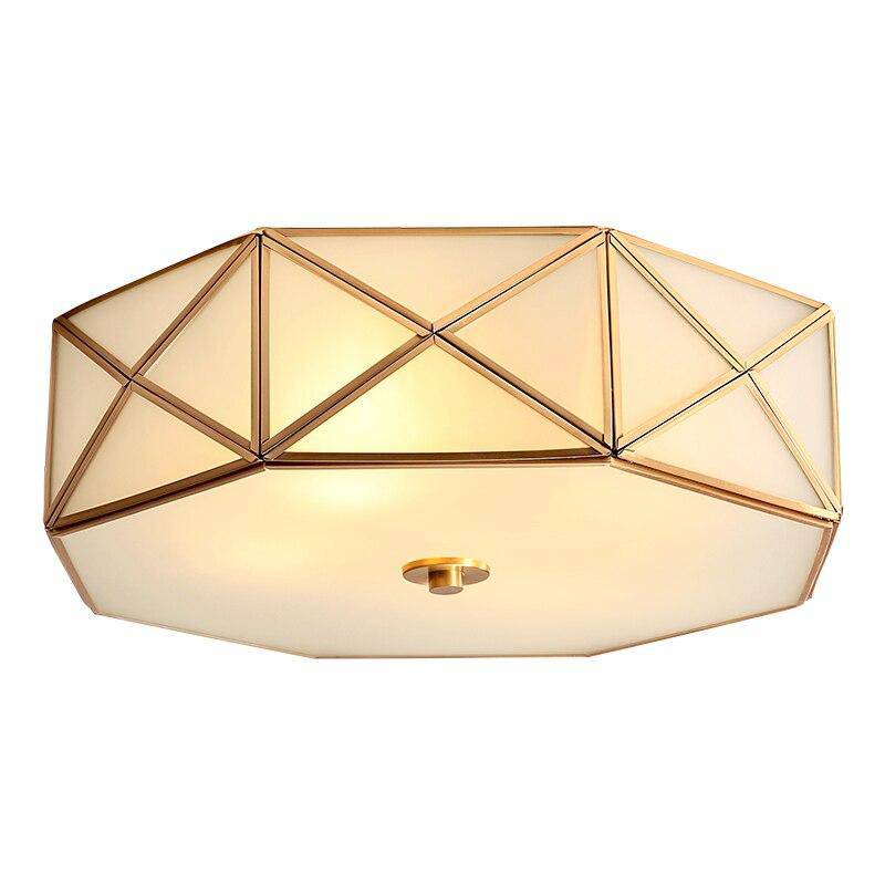 Plafonnier rétro LED doré de forme octogonale en métal