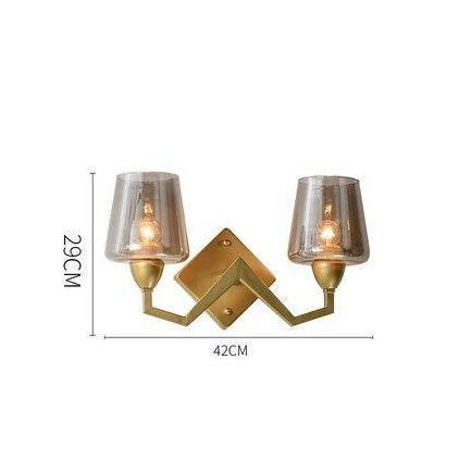 Applique murale design LED dorée avec abat-jour rétro en verre - vue 6 sur 6