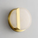 Design-LED-Wandleuchte rund aus goldfarbenem Metall und Marmor