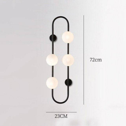 Design-Wandleuchte LED mit Metallring und Glaskugel