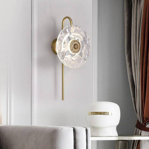 Applique murale design LED avec disque en verre à motifs fleurs