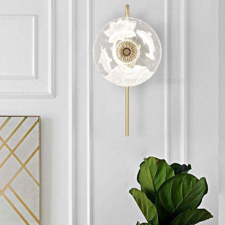Applique murale design LED avec disque en verre à motifs fleurs - vue 4 sur 9