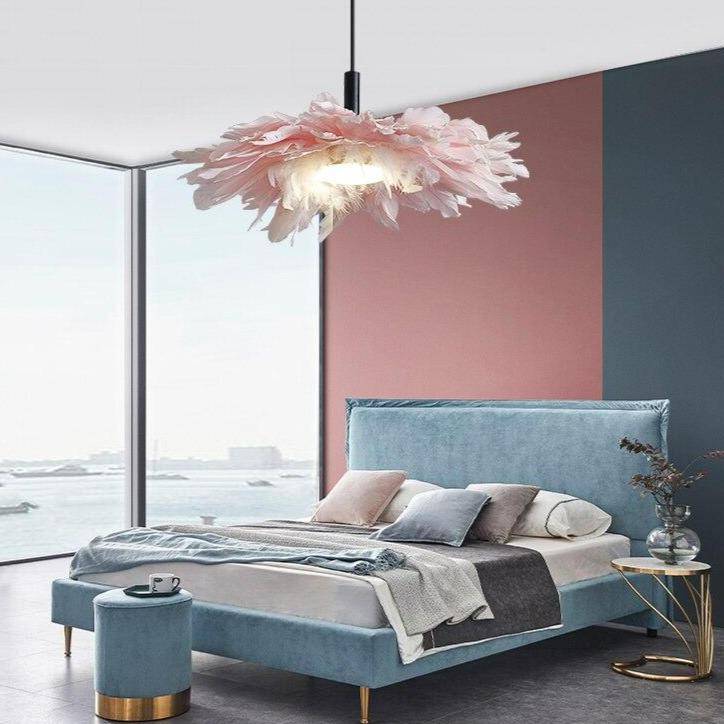 Suspension à plumes LED style romantique