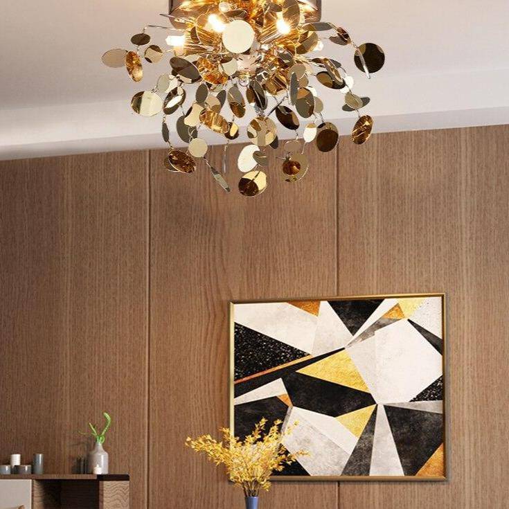 Plafonnier design LED avec feuilles dorées Creative - vue 8 sur 8