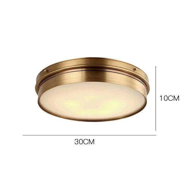 Plafonnier design LED rond en métal doré industriel