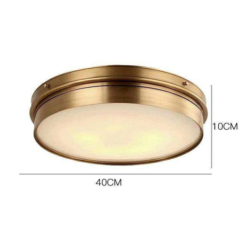 Plafonnier design LED rond en métal doré industriel
