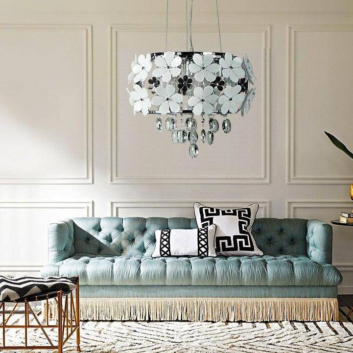 Suspension design LED avec motifs à fleurs en métal luxury