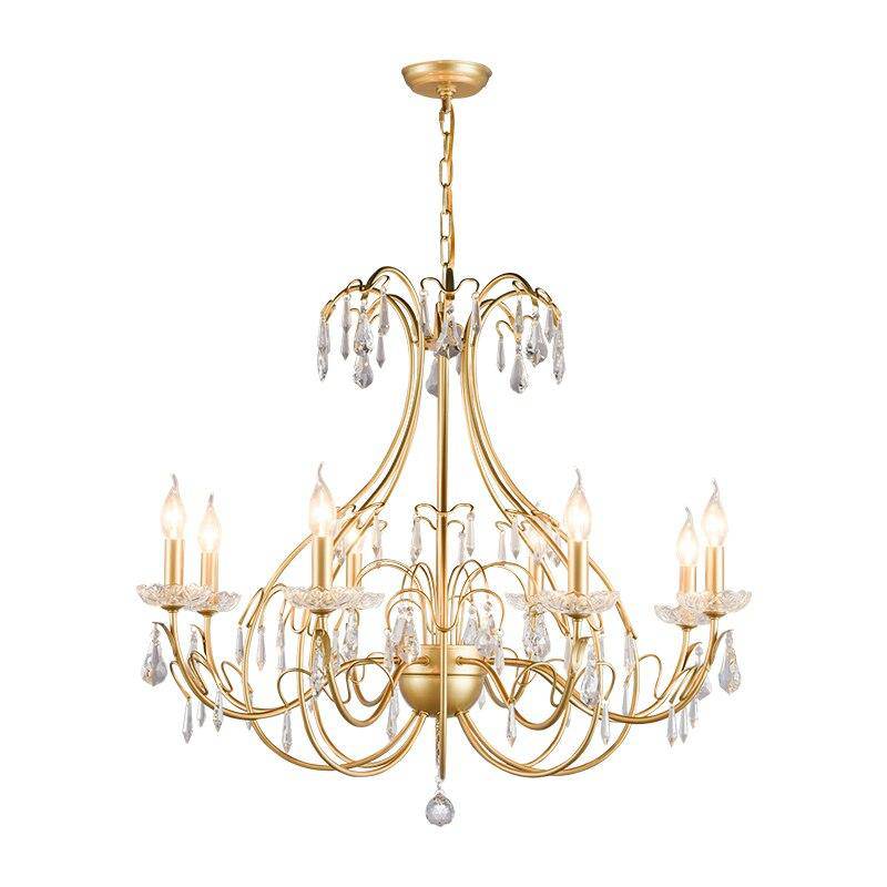 Lustre baroque LED doré avec ampoule en verre cristal rétro - vue 4 sur 6