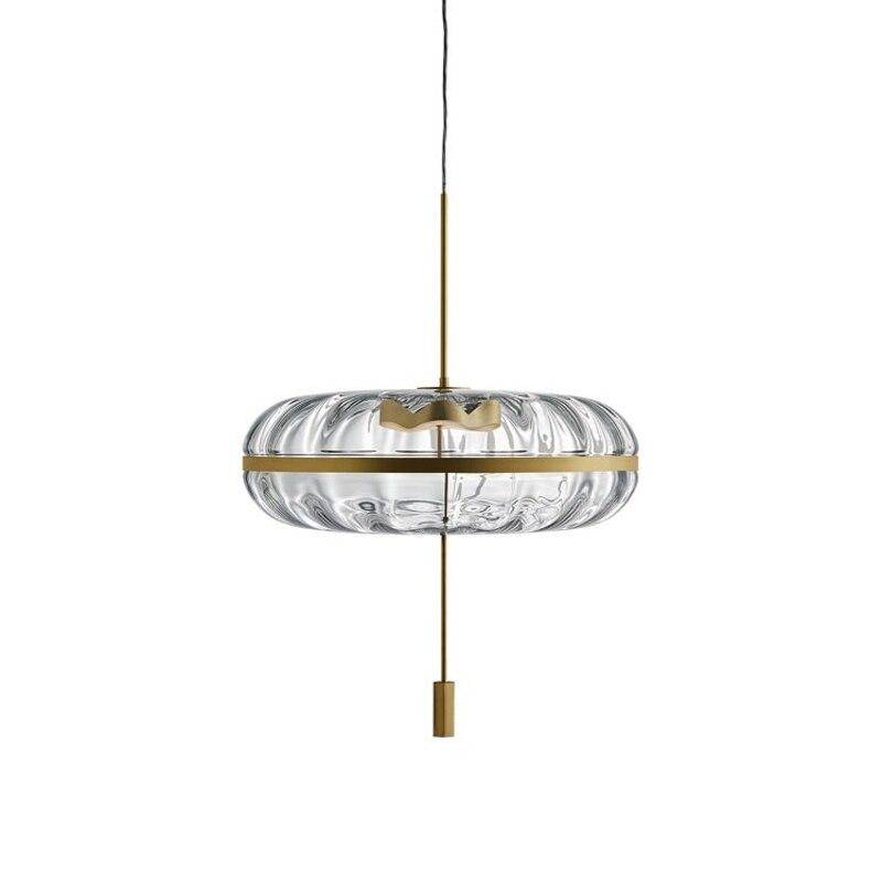 Suspension design LED en verre arrondi avec cercle doré Luxury - vue 6 sur 5