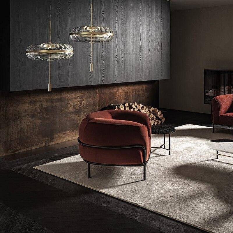 Suspension design LED en verre arrondi avec cercle doré Luxury - vue 4 sur 5