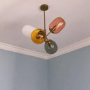 Suspension design en verre LED avec trois abat-jours colorés