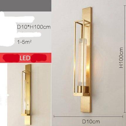 Applique murale design LED avec cage rectangle dorée - vue 8 sur 7
