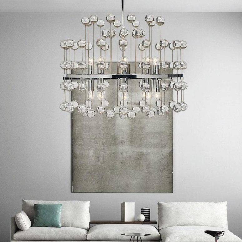 Lustre design LED avec boules crystal style Art - vue 5 sur 5