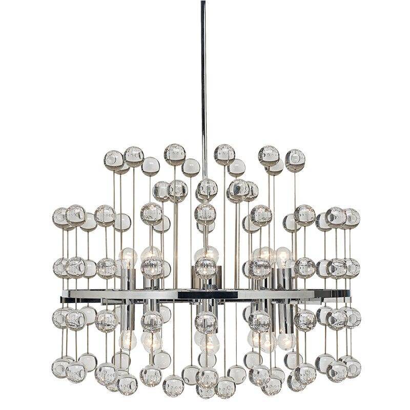 Lustre design LED avec boules crystal style Art - vue 4 sur 5
