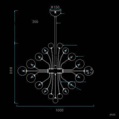 Suspension design LED avec plusieurs boules en verre Ball