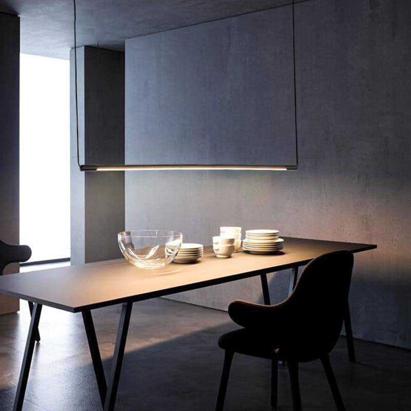Suspension design à LED en tube métal noir style Loft Light - vue 3 sur 6
