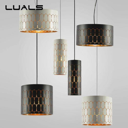 Suspension design LED avec abat-jour retro arrondi en métal