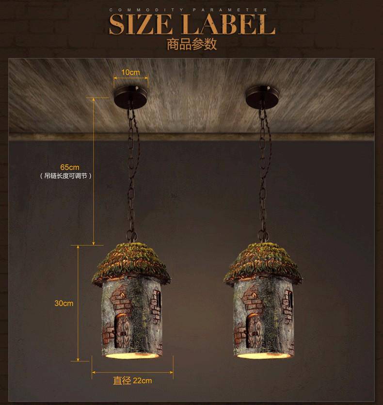 Suspension à LED en forme de maison rustique Deco