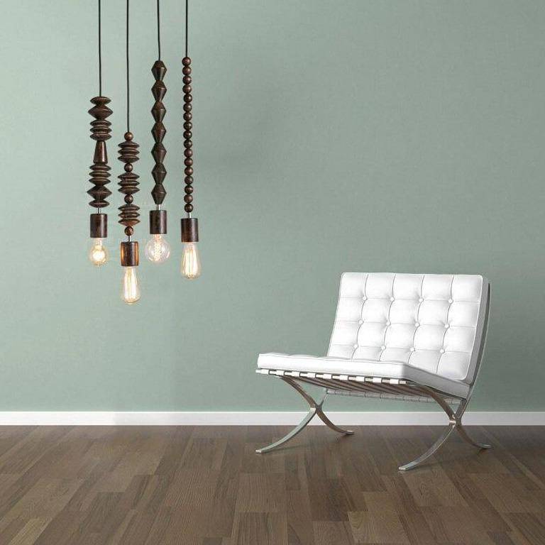 Suspension retro en bois avec ampoule Edison