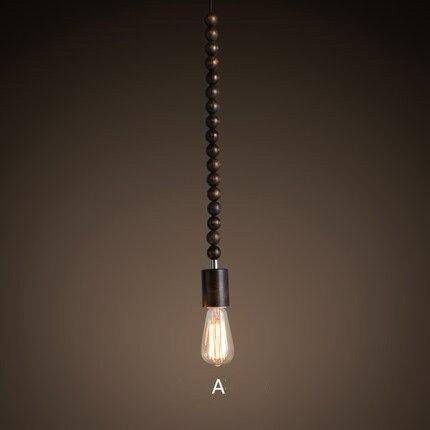 Suspension retro en bois avec ampoule Edison