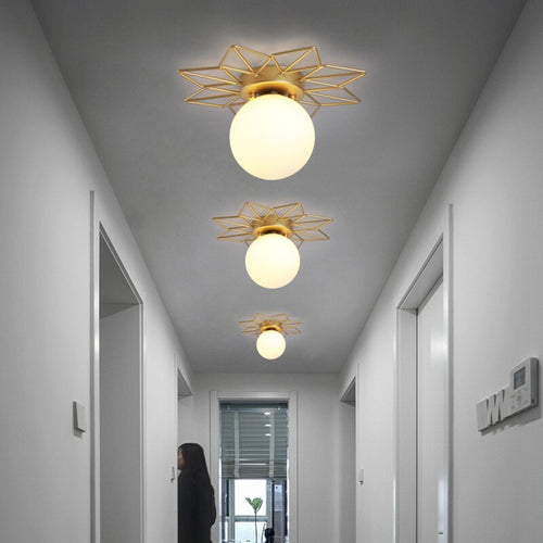 Moderne LED-Deckenleuchte mit Metall-Sonne und Globe Sana - vue 4 sur 10
