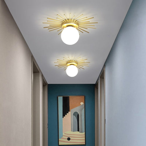Moderne LED-Deckenleuchte mit Metall-Sonne und Globe Sana - vue 3 sur 10