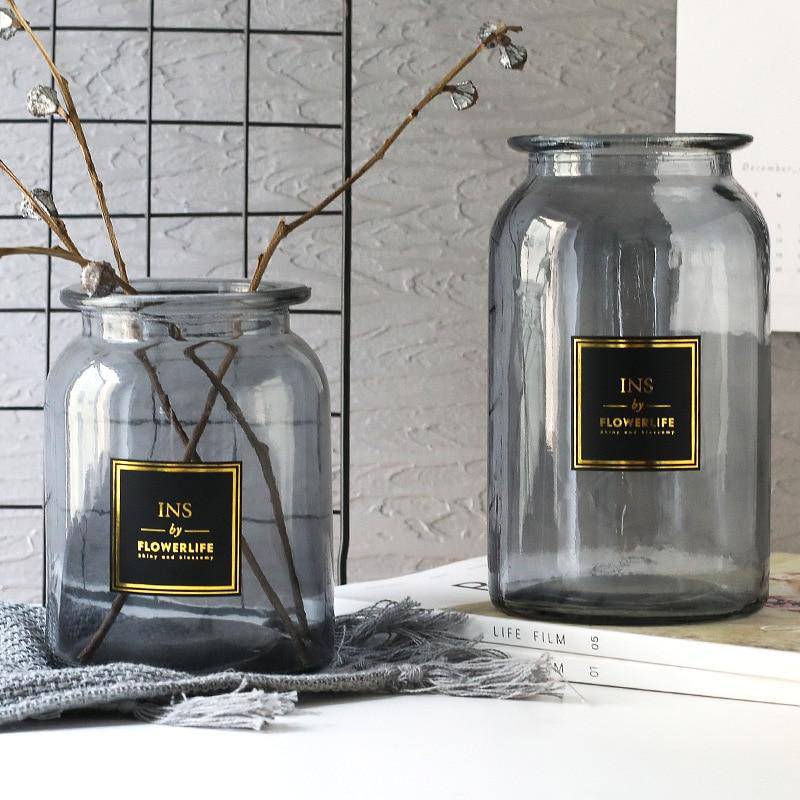 Vase en verre design rond style Lao