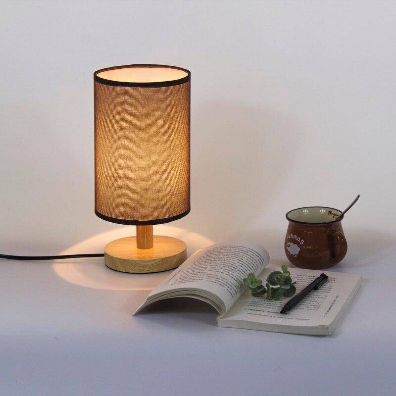 Lampe de chevet avec abat-jour en tissu cylindrique - vue 3 sur 9