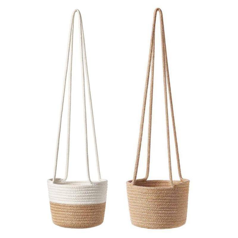 Cache-pots suspendu en osier style scandinave