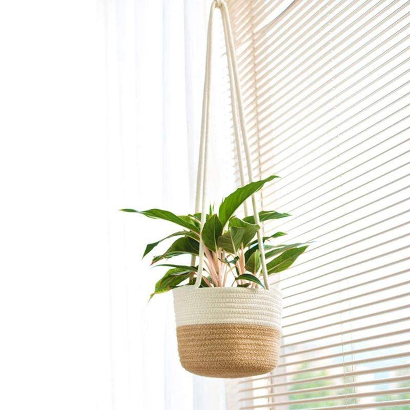 Cache-pots suspendu en osier style scandinave
