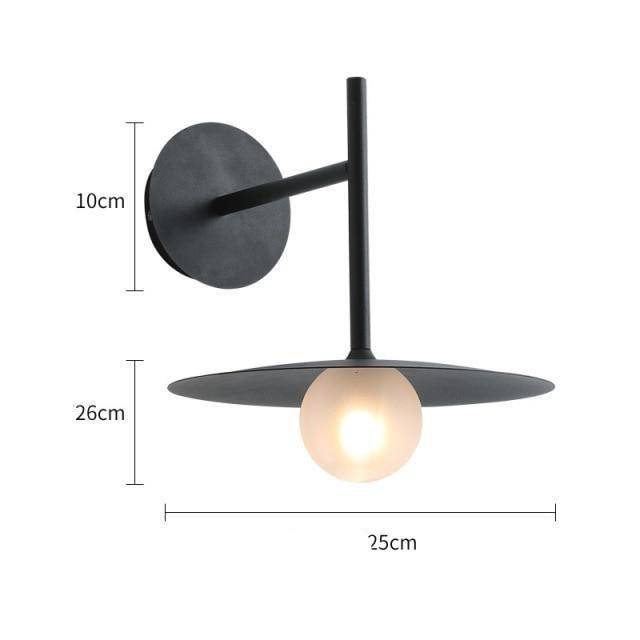 Applique murale design à LED en métal avec abat-jour et boule verre Loft