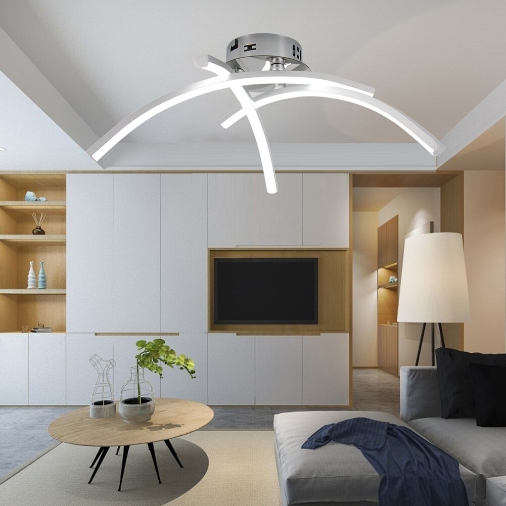 Plafonnier design LED avec 3 barres courbées en métal Teylor - vue 2 sur 8