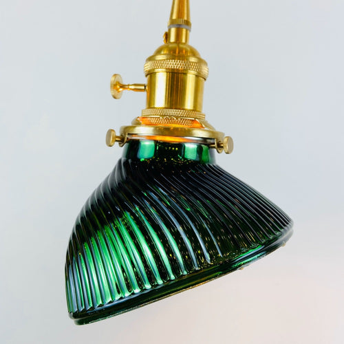 Suspension LED biforme vert et doré Dena - vue 7 sur 13