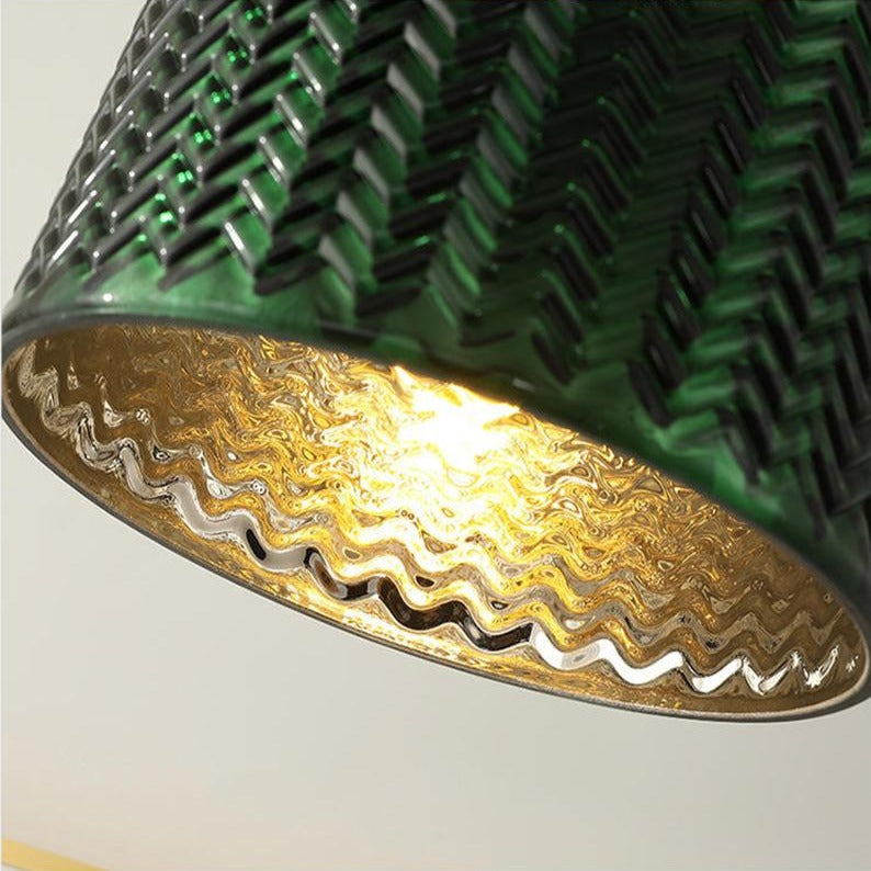 Suspension LED biforme vert et doré Dena