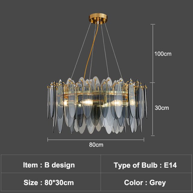 Lustre moderne avec lames en verre luxury Valentina