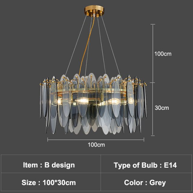 Lustre moderne avec lames en verre luxury Valentina