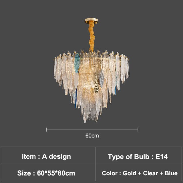 Lustre moderne avec lames en verre luxury Valentina