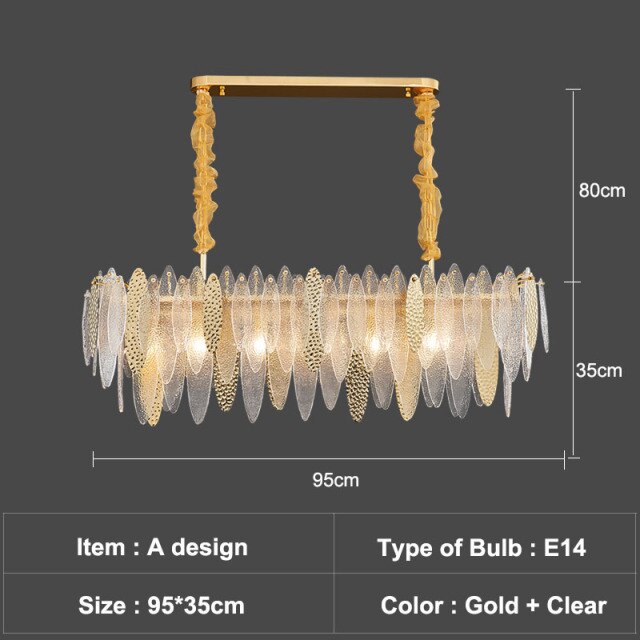 Lustre moderne avec lames en verre luxury Valentina