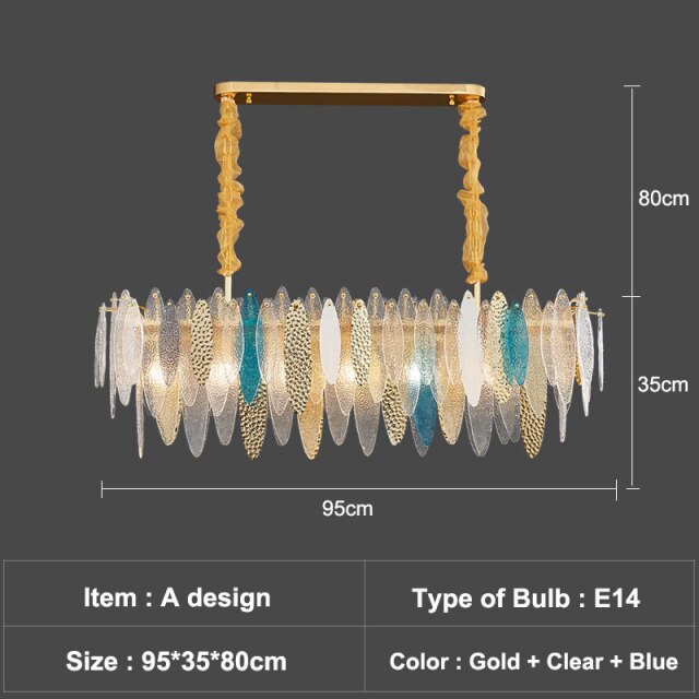 Lustre moderne avec lames en verre luxury Valentina